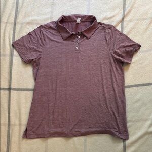 Women’s Striped Polo Shirt in Burgundy Size Extra Large